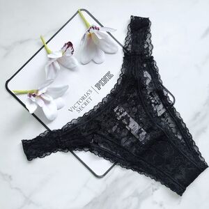 NWT VICTORIA'S SECRET THE LACIE LACE BRAZILIAN PANTY IN BLACK SIZE LARGE
